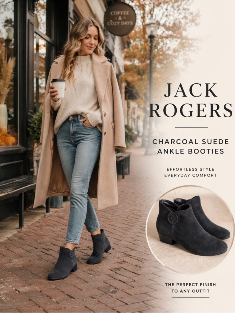 Jack Rogers Charcoal Suede Ankle Booties